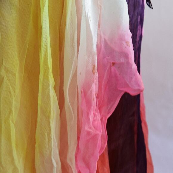 BCBGMAXAZRIA y2k Vintage Silk rainbow wrap dress size 4 S - Picture 3 of 8